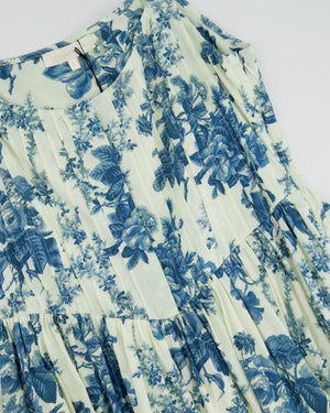 LoveShackFancy Cream and Blue Floral Corset Midi Dress Size US 6 (UK 10)
