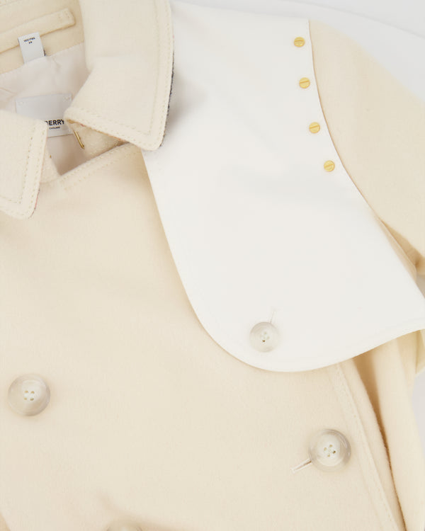 Burberry Cream Cashmere Kensington Trench Coat with Collar Detail Size UK 6 RRP £2,790
