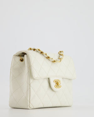 CHANEL White Quilted Lambskin Vintage Small Classic Single Full Flap B