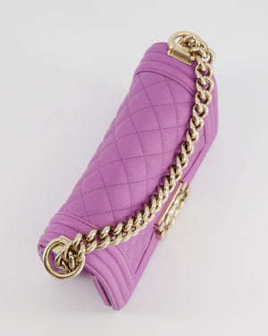 Chanel Purple Small Boy Bag in Lambskin Leather with Champagne Gold Hardware