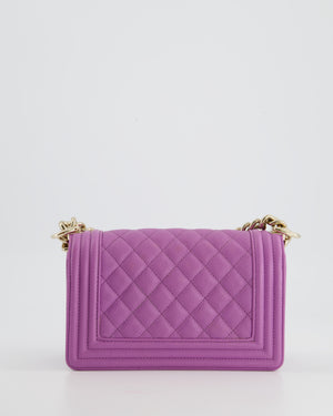 Chanel Purple Small Boy Bag in Lambskin Leather with Champagne Gold Hardware