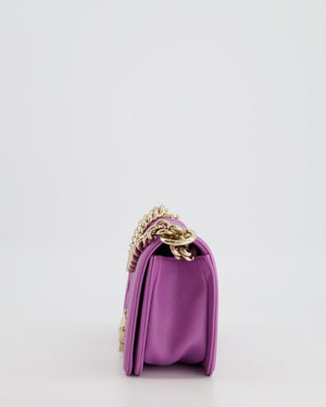 Chanel Purple Small Boy Bag in Lambskin Leather with Champagne Gold Hardware