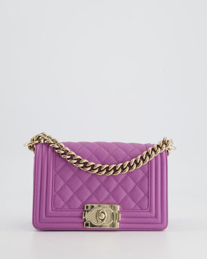 Chanel Purple Small Boy Bag in Lambskin Leather with Champagne Gold Hardware