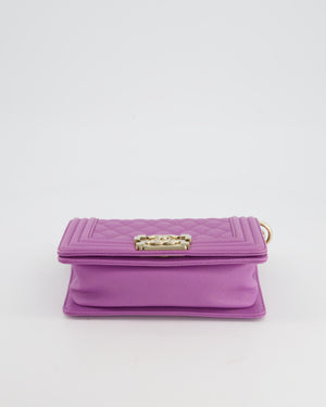 Chanel Purple Small Boy Bag in Lambskin Leather with Champagne Gold Hardware