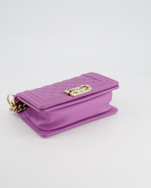 Chanel Purple Small Boy Bag in Lambskin Leather with Champagne Gold Hardware