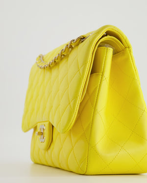 Chanel Yellow Classic Jumbo Double Flap Bag in Lambskin Leather with Champagne Gold Hardware  RRP £9,240