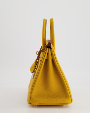 *HOT* Hermès Birkin Bag Retourne 25cm in Jaune Ambre Togo Leather with Palladium Hardware