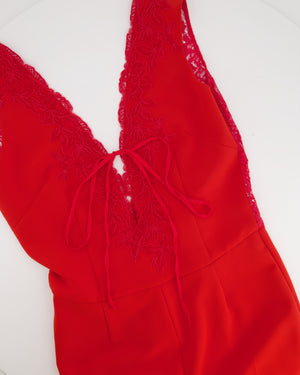 Ermanno Scervino Red Lace Jumpsuit with Tie Detailing IT 42 (UK 10)