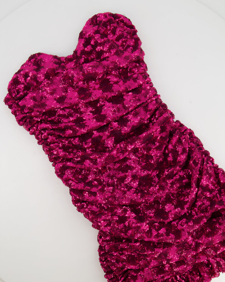 Giuseppe di Morabito Pink Sequin Ruffled Mini Bandeau Dress Size IT 36 (UK 4) RRP £850