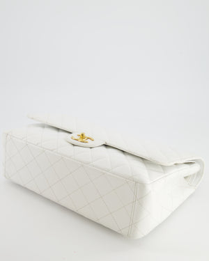 *HOT* Chanel White Caviar Leather Maxi Double Flap Bag with Gold Hardware RRP £9,760