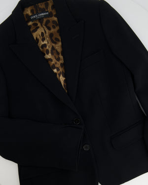 Dolce & Gabbana Black Blazer with Brown Leopard Lining Size IT 44 (UK 12)