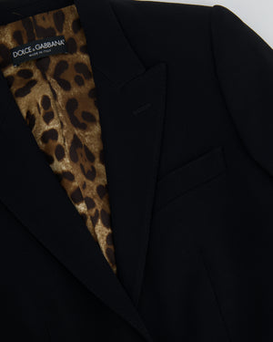 Dolce & Gabbana Black Blazer with Brown Leopard Lining Size IT 44 (UK 12)