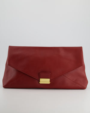 Dries Van Noten Burgundy Leather Pouch Bag with Gold Hardware