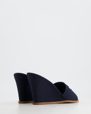 Chanel Navy Canvas Mules with CC Logo Size EU 37