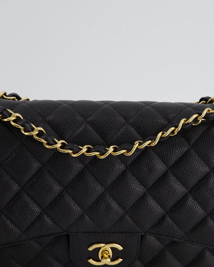 Chanel Black Caviar Jumbo Classic Double Flap Bag with Gold Hardware RRP - £9,240