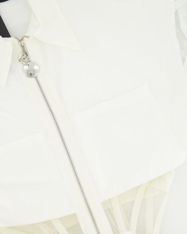 David Koma White Shirt Dress with Corset and Mesh Zebra Detailing Size UK 8