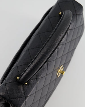 Chanel Vintage Black Kelly Top Handle Bag in Caviar Leather with 24K Gold Hardware