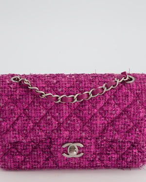 Chanel Hot Pink Metallic Tweed Mini Rectangular Bag with Silver Hardware