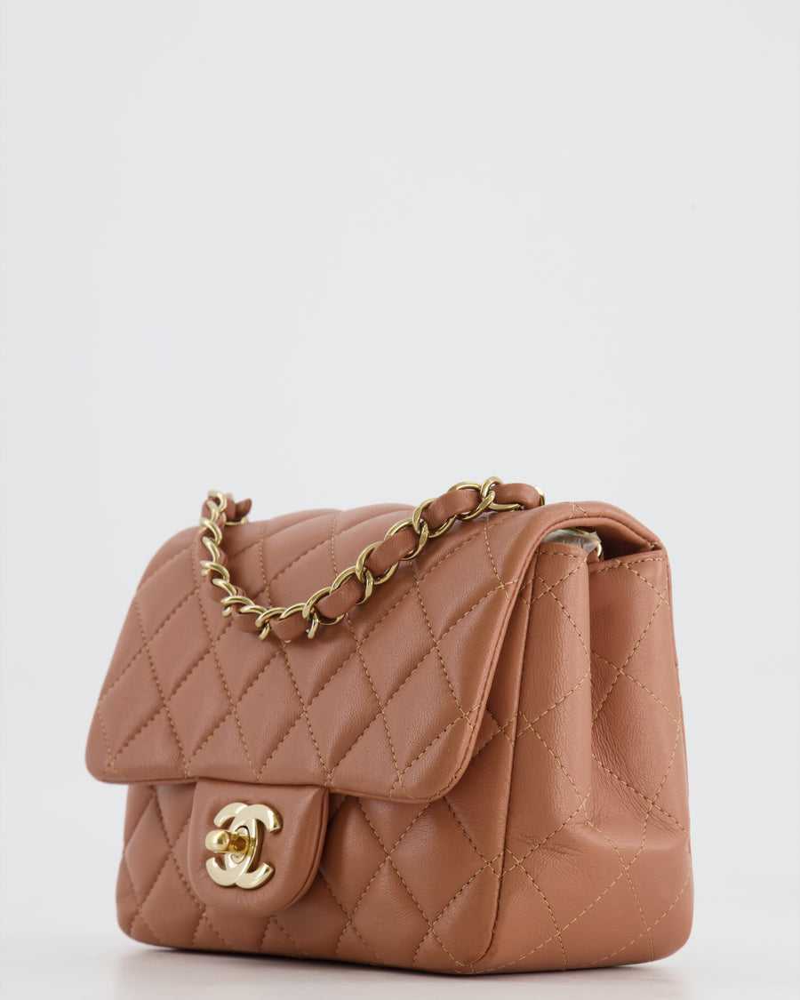 chanel 23A Black and Rose Pink Lambskin Top Handle Mini Classic Flap with Champagne  Gold Hardware 