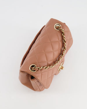 *RARE* Chanel Caramel Mini Square Bag in Lambskin Leather with Champagne Gold Hardware