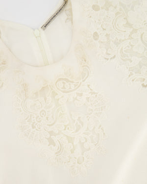 Ermanno Scervino White Crochet and Tulle Appliqué Midi Dress Size IT 42 (UK 10)