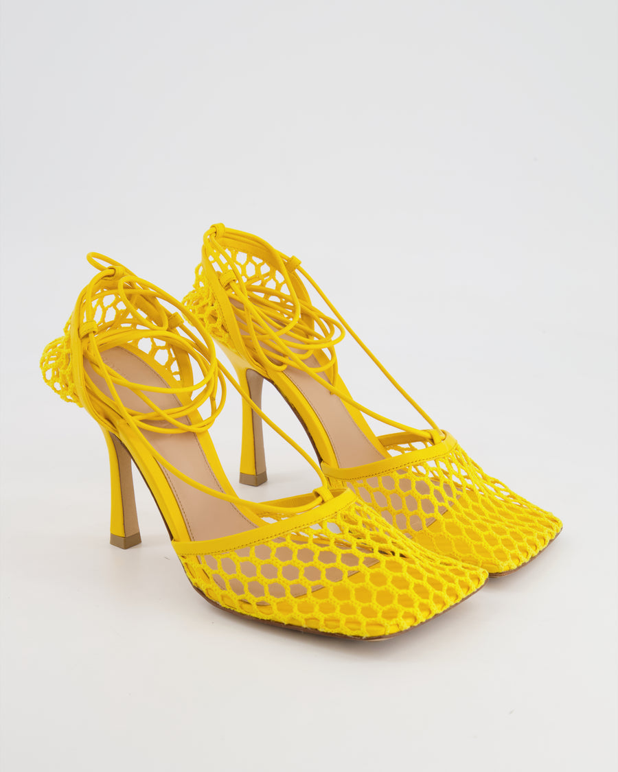 Bottega Veneta Yellow Mesh and Leather Stretch Lace-up Sandal Size EU 37 RRP £770