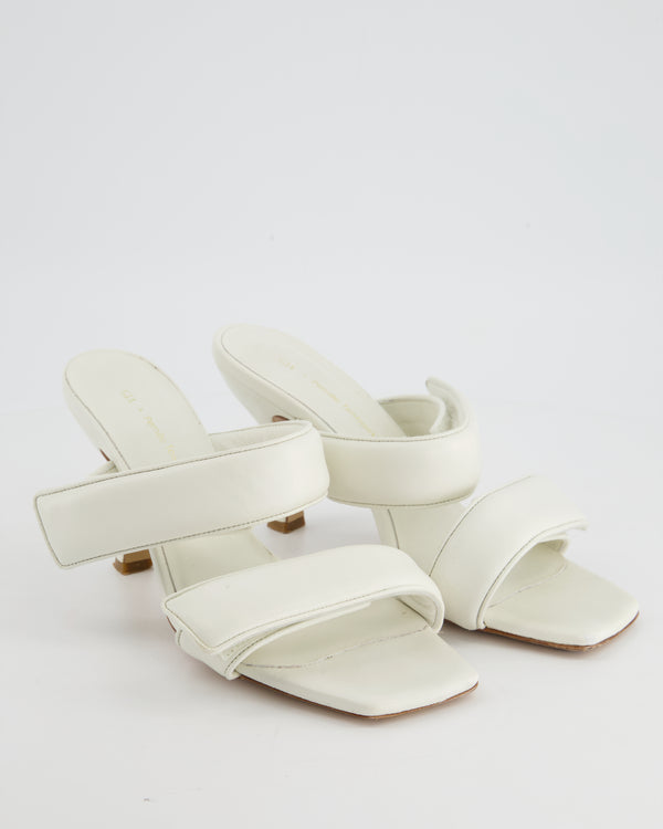 Pernille Teisbaek White Leather Strap Heel Sandals Size EU 39