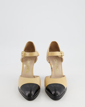 Chanel Beige and Black Ankle-Strap Pump Heels Size EU 37 RRP £950