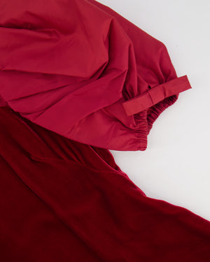 Valentino Red Velvet and Satin One Shoulder Mini Dress Size IT 42 (UK 10)