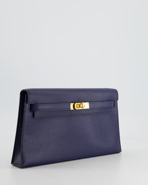 *NEW RELEASE* Hermès Kelly Elan Bag in Bleu Sapphire Chevre Leather with Gold Hardware