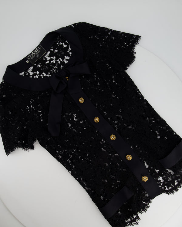 Chanel Black Lace and Mesh Sleeveless Dress with Short Sleeve Lace Jacket Size FR 38 (UK 10)