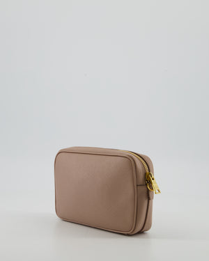 Prada Dusty Pink Small Crossbody Bag in Saffiano Leather with Gold Hardware