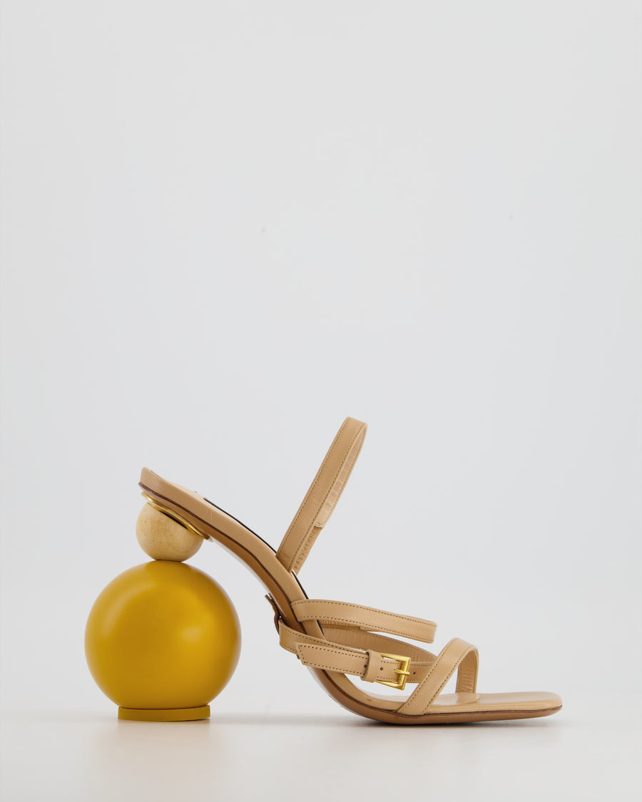 Jacquemus Beige Wooden Yellow Ball-Heel Sandals EU 38