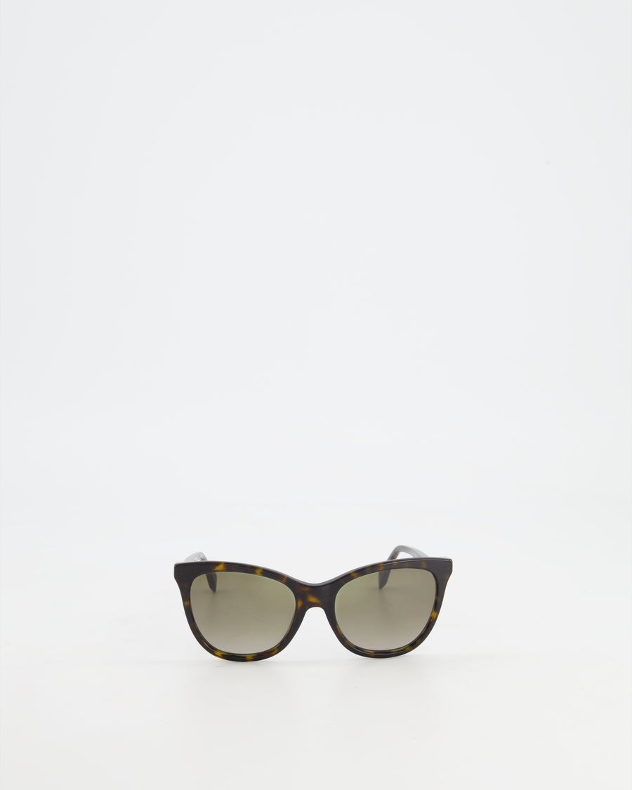 Fendi Brown Tortoiseshell Sunglasses with Gold FF Logo Details