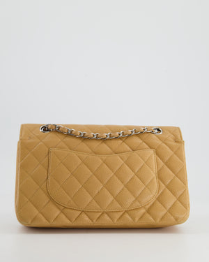 Chanel Chai Latte Medium Classic Double Flap Bag in Caviar with Silver Hardware