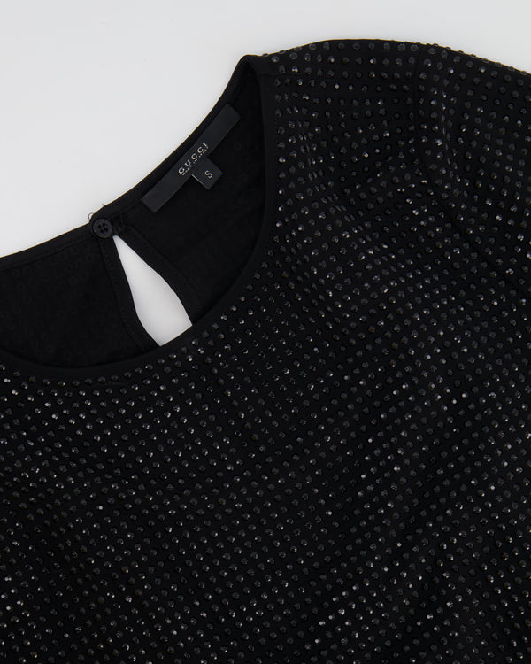 Gucci Black Embellished Short-Sleeved Long Dress Size S (UK 8)
