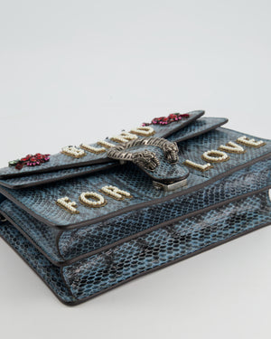 Gucci Blue Python Dionysus Medium Embellished Bag with Silver Hardware