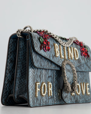 Gucci Blue Python Dionysus Medium Embellished Bag with Silver Hardware