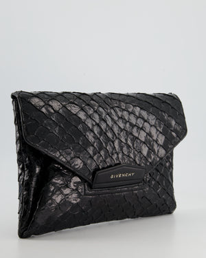 Givenchy Black Pirarucu Antigona Envelope Clutch Bag