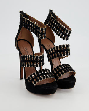 Alaia Black Cut Out Open Sandal Heels Size EU 35