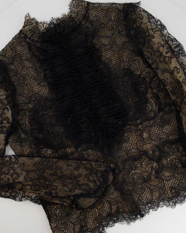 Ermanno Scervino Black Lace Long-Sleeve Top Size IT 40 (UK 8)
