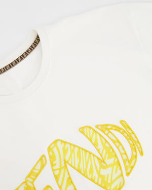 Fendi x Sarah Coleman White with Yellow Fisheye Logo Embroidered T-Shirt Size S (UK 8)