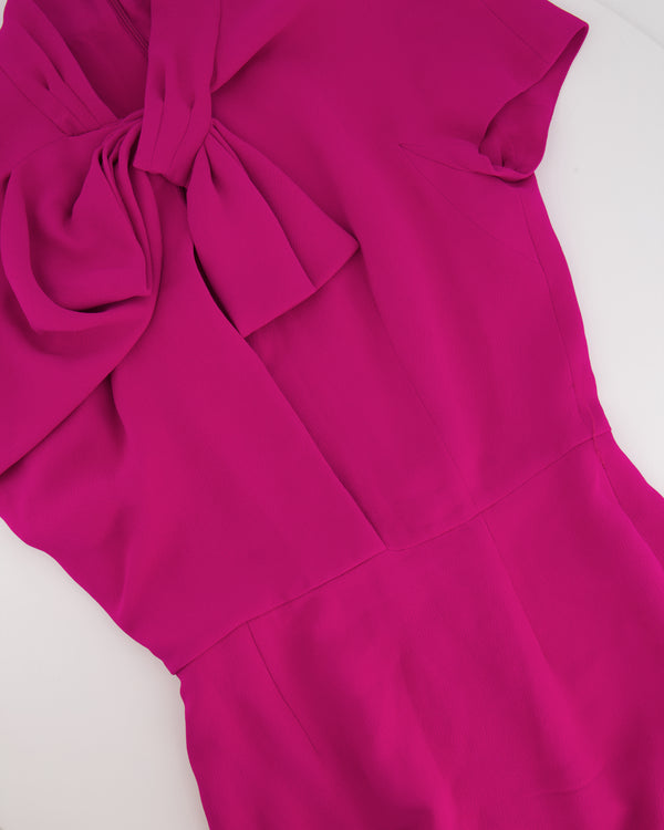 Christian Dior Hot Pink Silk Midi Dress with Belt Size FR 36 (UK 8)