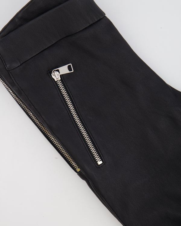 Alexander Mcqueen Black Lambskin Leather Pants with Zip Details Size IT 38 (UK 6) RRP £1,200