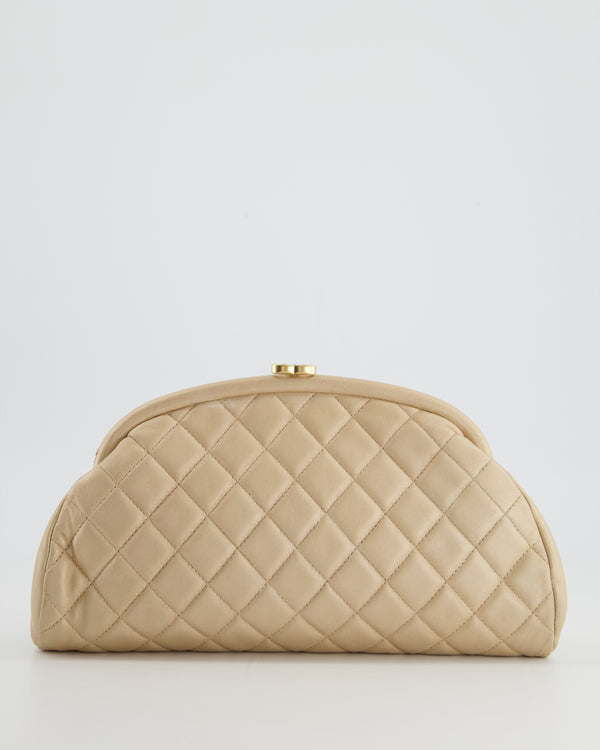 *FIRE PRICE* Chanel Metallic Gold Timeless Clutch Bag in Coated Lambskin with Brushed Gold Hardware