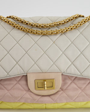 Chanel Large Jersey Reissue Pastel Yellow, Grey and Pink with Antique Gold Hardware