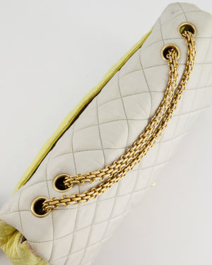 Chanel Large Jersey Reissue Pastel Yellow, Grey and Pink with Antique Gold Hardware