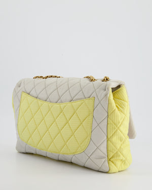 Chanel Large Jersey Reissue Pastel Yellow, Grey and Pink with Antique Gold Hardware