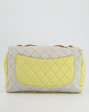 Chanel Large Jersey Reissue Pastel Yellow, Grey and Pink with Antique Gold Hardware