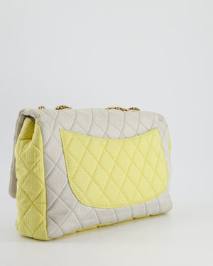 Chanel Large Jersey Reissue Pastel Yellow, Grey and Pink with Antique Gold Hardware